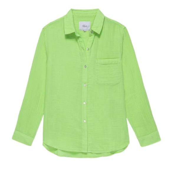 Rails Ellis Gauzy cotton Button Up Shirt in Jade Lime - Picture 2 of 10